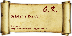 Orbán Kunó névjegykártya